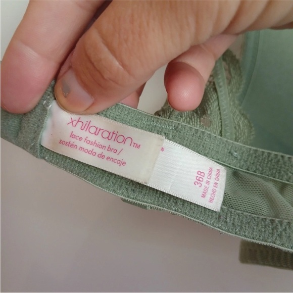 Xhilaration Push Up Bra 36B Green Lace Underwire Adjustable Straps - Picture 3 of 8